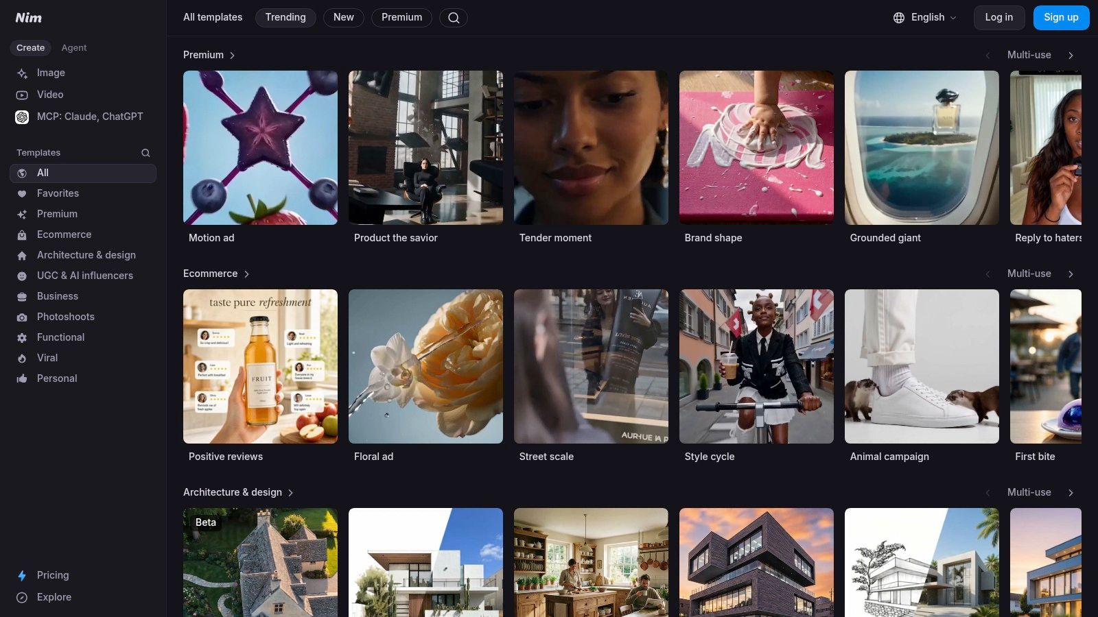 Screenshot from https://nim.video/templates
