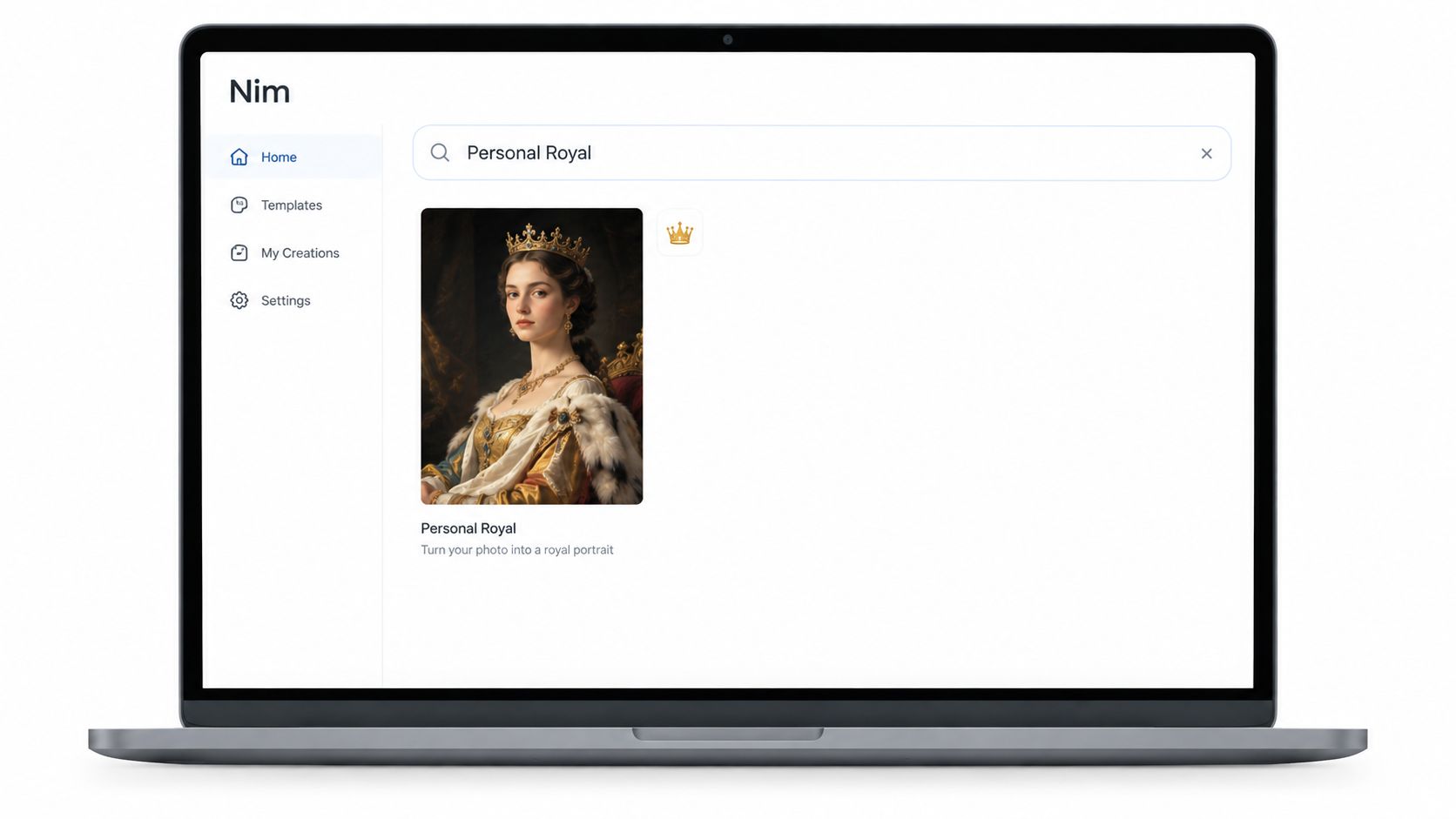 Screenshot from https://nim.video/templates/personal-royal